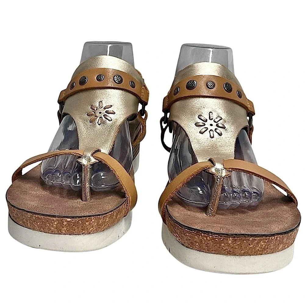 OTBT Maverick Wedge Platform Leather Sandals Stud Details Sz 9.5 From Sundance - Picture 11 of 16